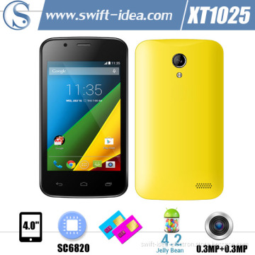 Cheap 4 Inch Sc6820 GSM Quad Band Dual SIM Mobile Phone with 4 Colors (XT1025)